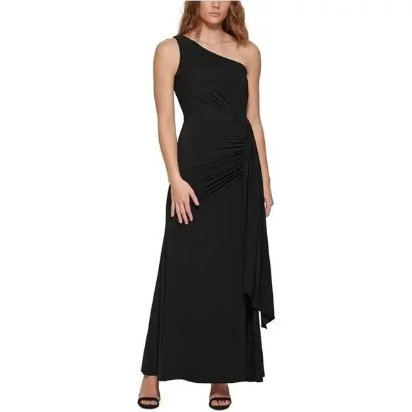 Vince Camuto | Dresses | Vince Camuto Womens Ruched Oneshoulder Formal  Evening Dress Black Size 4 | Poshmark